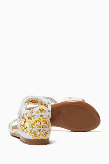 Majolica-print Sandals in Leather
