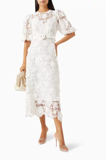 Halliday Flower Midi Dress in Lace