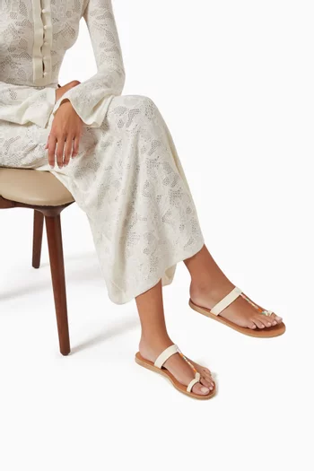 Iris Bead-embellished Flat Sandals in Vachetta Leather