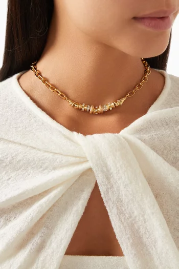 Marquiza Crystal Chain Necklace in 24kt Gold-plated Metal