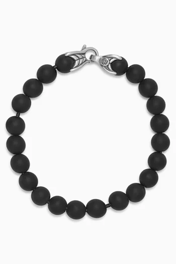 Spiritual Onyx Beads Bracelet in Sterling Silver