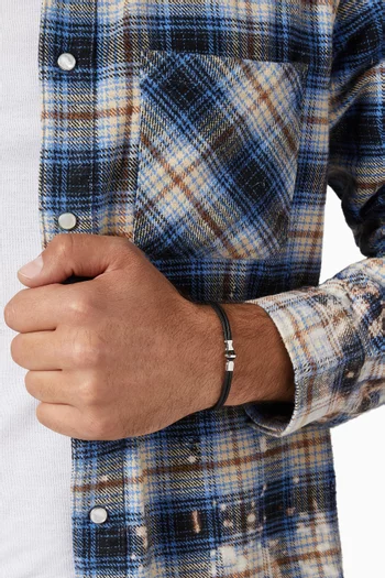 Orson Loop Leather Bracelet in Sterling Silver        