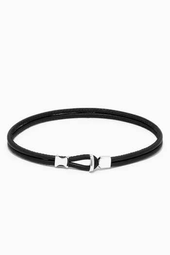 Orson Loop Leather Bracelet in Sterling Silver        