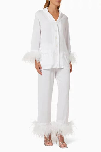 Party Pyjamas Set with Double Feathers in Viscose