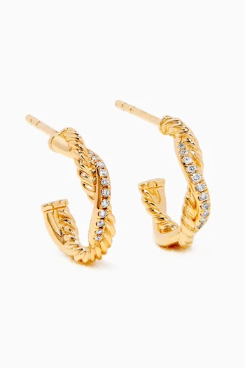 Petite Infinity Diamond Huggie Hoop Earrings in 18kt Yellow Gold
