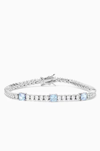Triple Emerald Tennis Bracelet in Rhodium-plated Brass
