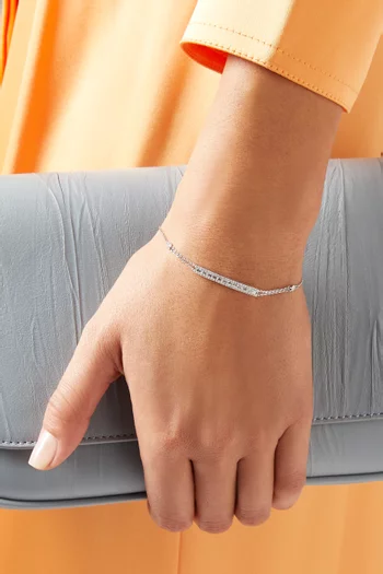 Diamond Plaque Double Chain Bracelet in 14kt White Gold 