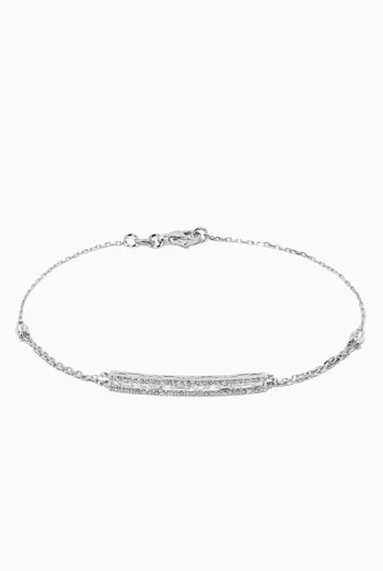 Diamond Plaque Double Chain Bracelet in 14kt White Gold 