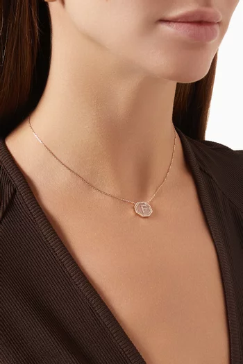 Harf Turath Letter 'F' Diamond Necklace in 18kt Rose Gold