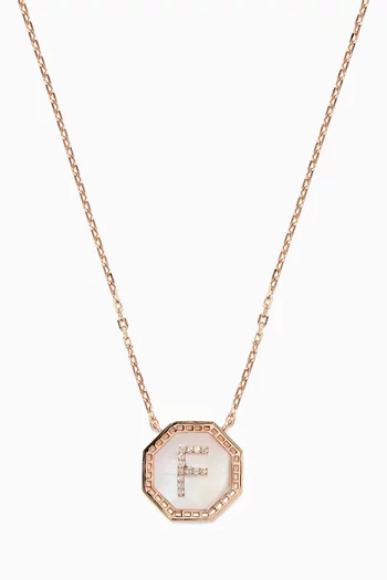 Harf Turath Letter 'F' Diamond Necklace in 18kt Rose Gold