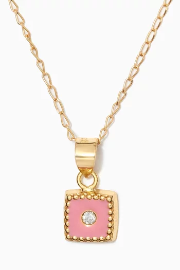 Enamel Diamond Pendant Necklace in 18kt Yellow Gold       
