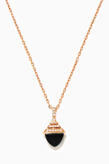 Cleo Rev Mini Diamond & Black Onyx Pendant Necklace in 18kt Rose Gold 