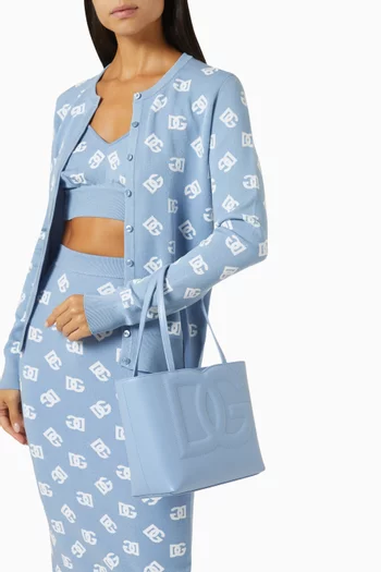 Medium DG-embossed Logo Tote Bag in Calfskin