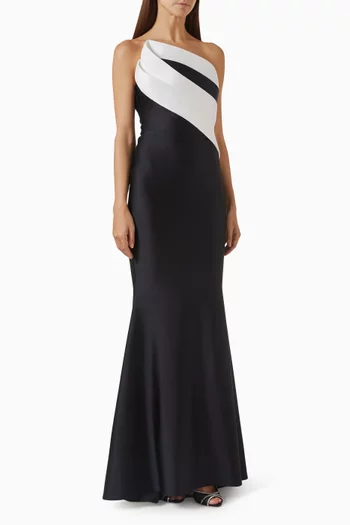 Angle-pleat Bow Gown in Lycra-jersey