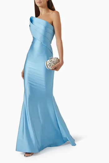 Angle-pleat Bow Gown in Lycra-jersey