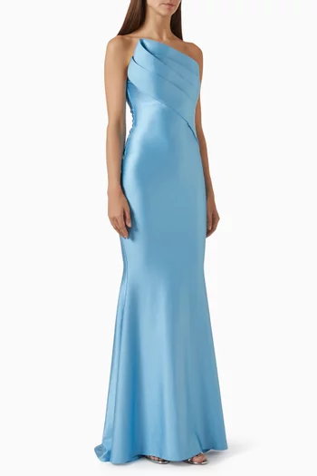 Angle-pleat Bow Gown in Lycra-jersey