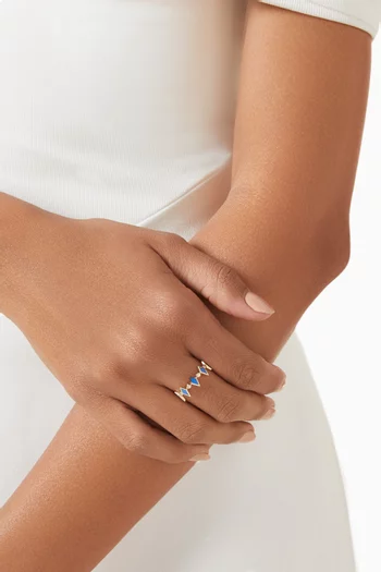 Mosaic Diamonds & Enamel Ring in 18kt Yellow Gold
