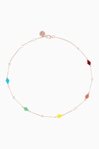 Mosaic Diamond & Enamel Anklet in 18kt Rose Gold