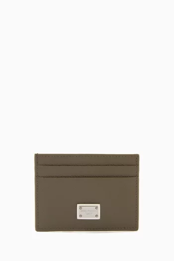 Logo Plaque Cardholder in Calf Leather
