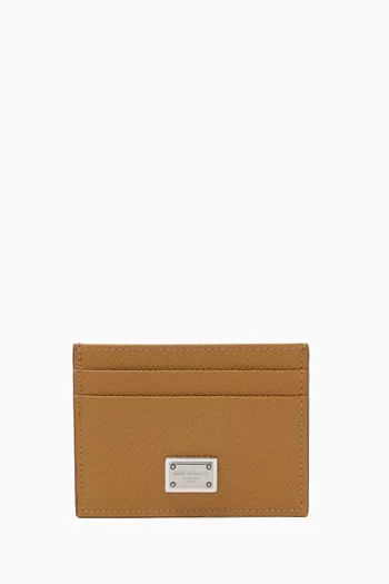 Logo Plaque Cardholder in Calf Leather