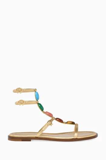 Shanti Flat Sandals in Metallic Leather