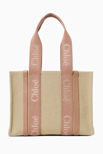 Woody Medium Tote Bag in Linen Canvas