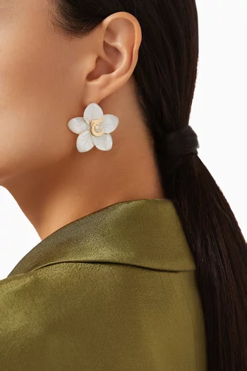 'J' Letter Mother-of-Pearl Earrings in 18kt Gold