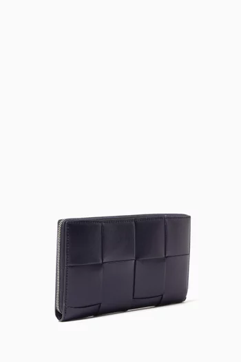 Cassette Zip-around Wallet in Intrecciato Calfskin