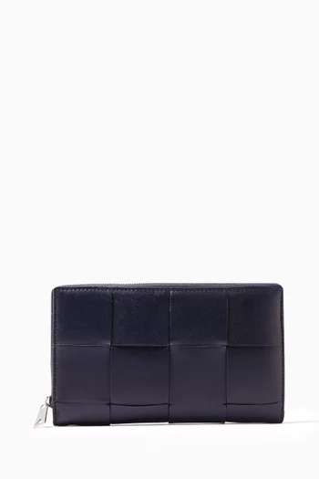 Cassette Zip-around Wallet in Intrecciato Calfskin