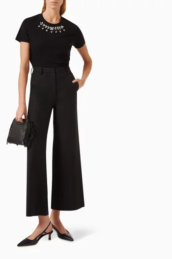 High-waist Flared Pants in Wool-blend