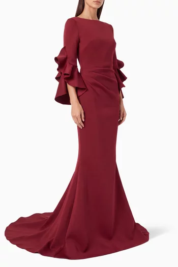 Ruffle Gown in Scuba