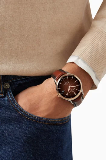 Clifton Automatic Leather & Steel Watch, 40mm