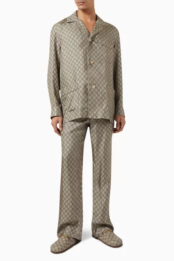 GG Supreme Print Jacket in Silk Twill