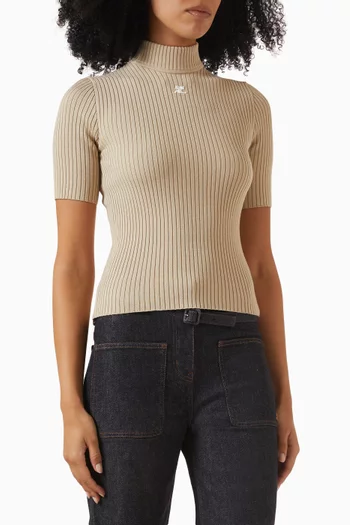 Reedition Short-sleeve Sweater in Ribbed-knit