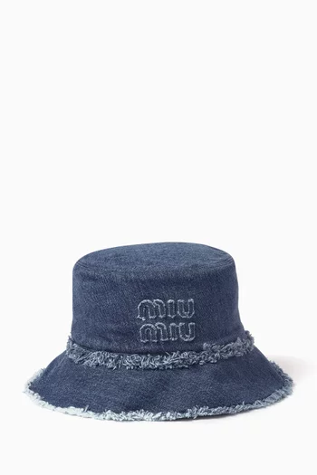 Logo Bucket Hat in Cotton-denim