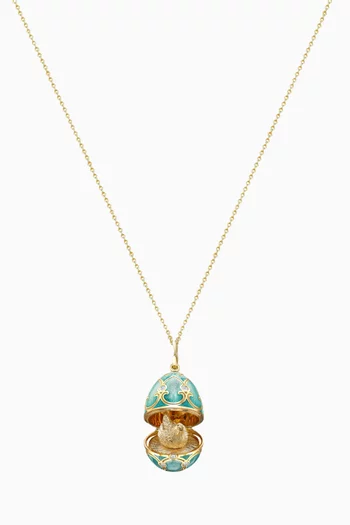 Heritage Diamond & Guilloché Hen Locket Necklace in 18kt Gold