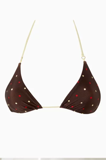 Nick String Triangle Bikini Top in Satin