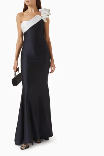 Ribbon One-Shoulder Gown