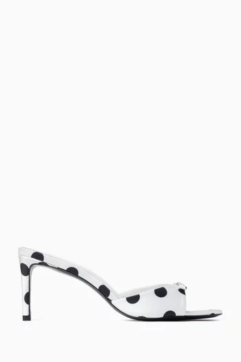 حذاء ألبي مفتوح من الخلف بكعب 70 مم ستان بنقشة منقطة