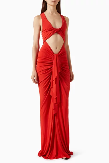 Vivenda Draped Maxi Dress in Viscose
