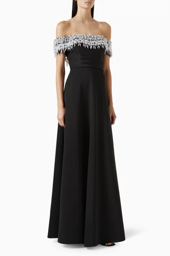 Pearl-embellished Gown in Jersey
