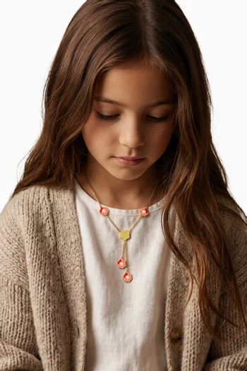 Little Princess Flower Lariat Necklace in 18kt Gold-plated Silver