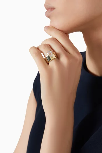 Diano Crystal Ring in 18kt Gold-plated Metal