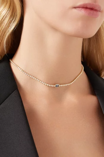 Jewel CZ Tennis Necklace in Gold-plated Brass
