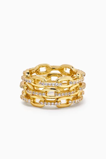 Triple Stack CZ Ring in Gold-plated Brass