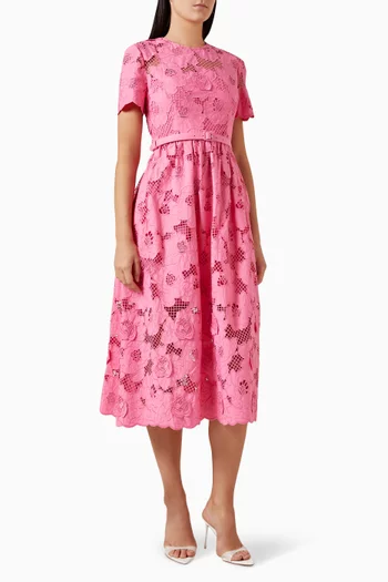 Lace Midi Dress in Cotton Blend