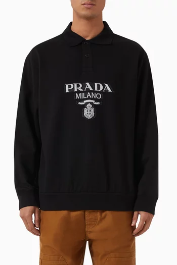 Oversized Logo Polo Shirt in Cotton
