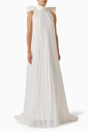 Pleated A-line Gown in Organza