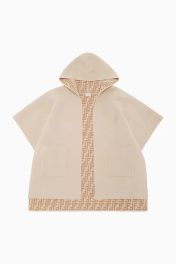 Reversible Logo Cape in Wool-blend