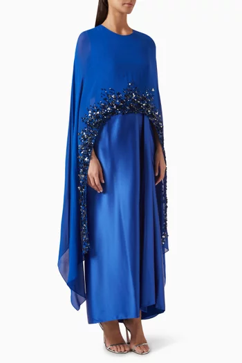 Sequin-embellished Cape Dress